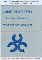 FRANCE - Carnet Essai Chambon - Beauté De Palmyre Polychrome - YT BP 1a / ACCP ES 146 - Essais, Non-émis & Vignettes Expérimentales