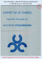 FRANCE - Carnet Essai Chambon - Beauté De Palmyre Polychrome - YT BP 1a / ACCP ES 146 - Probedrucke, Nicht Ausgegeben, Experimentelle Vignetten