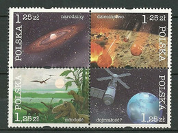 POLAND MNH ** 3912-3915 HISTOIRE COSMIQUE DE LA TERRE Espace - Nuovi