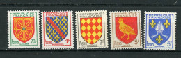 FRANCE -  ARMOIRIE  - N° Yvert  1000+1002+1003+1004+1005** - 1941-66 Coat Of Arms And Heraldry