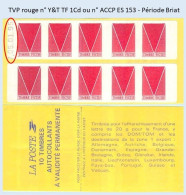 FRANCE - Carnet Essai Date 7.05.01.95 Période Briat - TVP Rouge - YT TF 1Cd / ACCP ES 153 - Proofs, Unissued, Experimental Vignettes