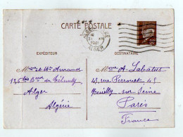 TB 4733 - 1941 - Entier Postal Type PETAIN - M. & Mme ARNAUD à ALGER ( Agérie ) Pour Mme LABATUT à NEUILLY SUR SEINE - Cartes Postales Types Et TSC (avant 1995)