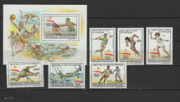 Central Africa 1990 Olympic Games Barcelona, Boxing, Basketball, Football Soccer, Tennis Etc. Set Of 6 + S/s MNH - Zomer 1992: Barcelona