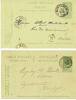 D015 UITGIFTE 1893 EN 1907 OP BRIEFKAARTEN *WORTEGEM* - Postmarks With Stars