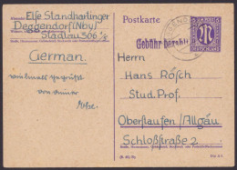 Deggendorf: Bedarf Mit L1 "Gebühr Bezahlt", 390.5.46 - Lettres & Documents