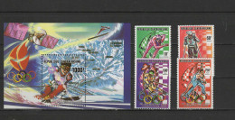 Central Africa 1990 Olympic Games Albertville, Space Set Of 4 + S/s MNH - Winter 1992: Albertville