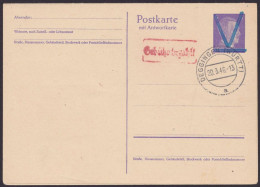 Deggingen: "V"-Übermalung, Roter Ra "Gebühr Bezahlt", 20.3.46, Blanko - Lettres & Documents