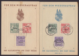 Dessau: I/III A, 2 Versch. "Wiederaufbaukarten", Pass. Ortsstempel - Lettres & Documents