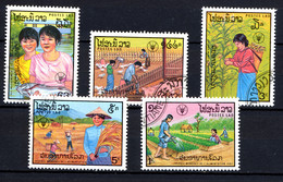 LAOS LAO 1987, Yvert 824/8, Journée Alimentation, Rizière, Etc. 5 Valeurs, Oblitérés / Used. R070 - Laos