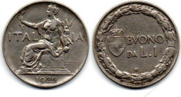 MA 27786 / Italie - Italien - Italy 1 Lira 1922 R TTB - 1900-1946 : Victor Emmanuel III & Umberto II