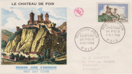 Enveloppe  FDC  1er  Jour   FRANCE   Le  Chateau  De  FOIX    1958 - 1950-1959