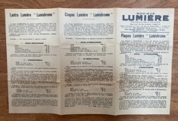 DEPLIANT PUBLICITAIRE - PLAQUES LUMIERE LUMICHROME - Andere & Zonder Classificatie