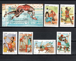 Cuba 1990 Olympic Games Barcelona, Basketball, Volleyball, Boxing Etc. Set Of 6 + S/s MNH - Ete 1992: Barcelone