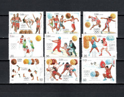 Cuba 1992 Olympic Games Barcelona, Volleyball, Baseball, Wrestling Etc. Set Of 9 MNH - Zomer 1992: Barcelona