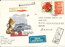 USSR Registered Cover Sent Air Mail To Denmark 1981 Sent From The Embassy Of India Moscow - Brieven En Documenten