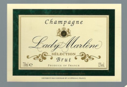 Etiquette Champagne  Brut  Sélection   Lady Marlène  Sodismar Marne 51   Avec Sa Collerette - Champagne