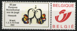 België 3182 - Duostamp - Muziekfestival Voor De Jeugd - Neerpelt 2002 - Mint