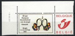 België 3182 - Duostamp - Muziekfestival Voor De Jeugd - Neerpelt 2002 - Met Hoekdatum - Ungebraucht
