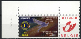 België 3182 - Duostamp - Lions International 2002 - Met Hoekdatum - Neufs