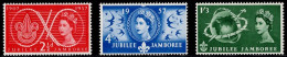 Great Britain 1957, 50 Years Of The Scout Movement: Queen Elizabeth II In A Medallion And Swallows, MiNr. 299-301 - Ungebraucht
