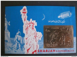 SHARJAH 1970 Airmail - History Of Space Travel SHEET GOLD MNH - Schardscha