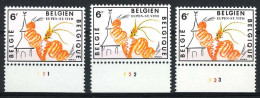 België 1910- Plaatnummers 1-2-3 - 1971-1980