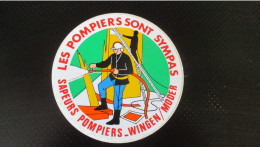 Autocollant Vintage Sapeurs Pompiers Wingen/Moder ( 9 Cm  De Diamètre) - Adesivi