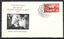 INDE. N°93 De 1958 Sur Enveloppe 1er Jour. Sidérurgie. - Fábricas Y Industrias