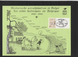 Année 1990 : Feuillet-souvenir 2350HKs1 Obli. Mechelen - Relais Historiques - Cartoline Commemorative - Emissioni Congiunte [HK]