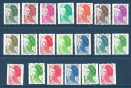 Liberté De Gandon émission De 1982 Neufs Sans Charnière N° 2178/90, 2191/92 Et 2219/2223 (TP Roulettes Avec N°) - 1982-1990 Liberté De Gandon