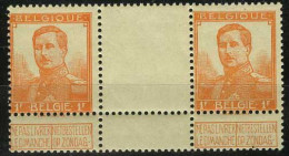 België 116 ** - Koning Albert I - "Pellens" - 1F Oranje - Met TUSSENPANEEL - INTERPANNEAUX - ZELDZAAM - RARE - SUP - 1912 Pellens