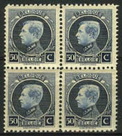 België 211A ** - Koning Albert I - Type Kleine Montenez - Tanding 11 1/2 X 12 1/2 - In Blok Van 4 - 1921-1925 Kleine Montenez