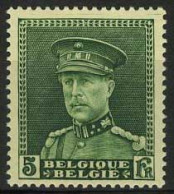 België 323 ** - Koning Albert I - "Albert Met Kepi" - 5F Groen - SUP - 1931-1934 Kepi