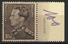 België 434B ** - Koning Leopold III - Type Poortman - 10F Lilagrijs - Randinscriptie "Zegelfabriek" - Zeldzaam - Rare - 1936-1951 Poortman