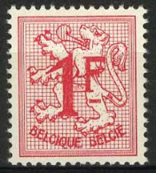 België 1027Bb ** - Heraldieke Leeuw - 1F Helrood - (R6) - Uitgifte Van 1959 - 1951-1975 Lion Héraldique