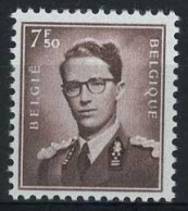 België 1070 ** - Koning Boudewijn - Met Bril - Type Marchand - 7,50F Lichtbruin - Luxe - SUP - 1953-1972 Bril