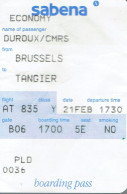 Sabena Boarding Pass Brussels Tangier (Economy, 21/02/1998) - Billetes