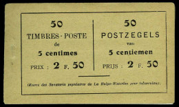 België Boekje A13d(a) - Volledig - Groen Kaftje - 50 Zegels - Doorschijnende Schutblaadjes - 1914  - 1907-1941 Oude [A]