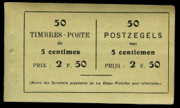 België Boekje A13d(b) - Volledig - Groen Kaftje - 50 Zegels - Doorschijnende Schutblaadjes - 1914  - Zeer Mooi - SUP - 1907-1941 Old [A]