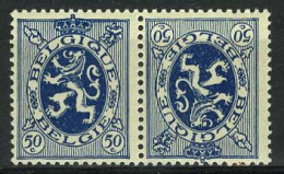 België KP8 ** - Heraldieke Leeuw - Lion Héraldique - 50c Blauw - Kopstaande - Tête-bêche - Tête-bêche [KP] & Interpanneaux [KT]