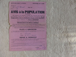 Guerre 39-45 - Rationnement - Ravitaillement 1944 - Seine - Avis à La Population - - Affiches