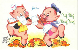 Walt Disney. N°48010 . Nif-nif Et Nouf-nouf . Carte Publicitaire Chocolat Tobler - Autres & Non Classés