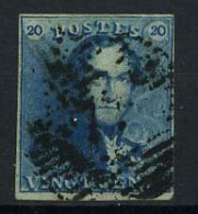 België 2 - 20c Blauw - Koning Leopold I - Epauletten  - 1849 Epauletten