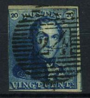 België 2 - 20c Blauw - Koning Leopold I - Epauletten - 24 - Bruxelles - 1849 Epauletten