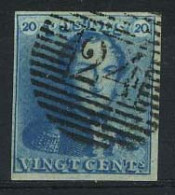 België 2c - 20c Melkblauw - Koning Leopold I - Epauletten - 24 - Bruxelles - 1849 Mostrine