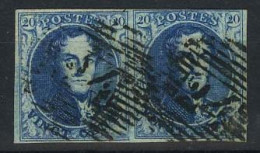 België 7A - 20c Blauw - Koning Leopold I - Medaillon - Dik Papier - 24 - In Paar - En Paire - 1851-1857 Medaillons (6/8)