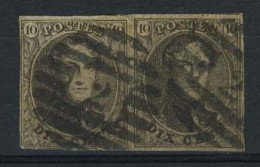 België 10 - 10c Bruin - Koning Leopold I - Langwerpig Medaillon - In Paar - 2 - 8 Lijnen - 8 Barres - 1858-1862 Medallions (9/12)