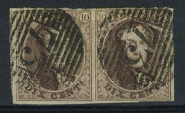 België 10 - 10c Bruin - Koning Leopold I - Langwerpig Medaillon - In Paar - 73 - 1858-1862 Medallions (9/12)