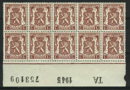 België 710 - Klein Staatswapen - Petit Sceau De L'Etat - 1F Bruin - Brun - Met Volgnummer En Jaartal - Avec Millésime - Dated Corners