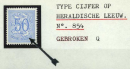 België 854-Cu - Heraldieke Leeuw - Gebroken Q - Q Cassé - 1931-1960